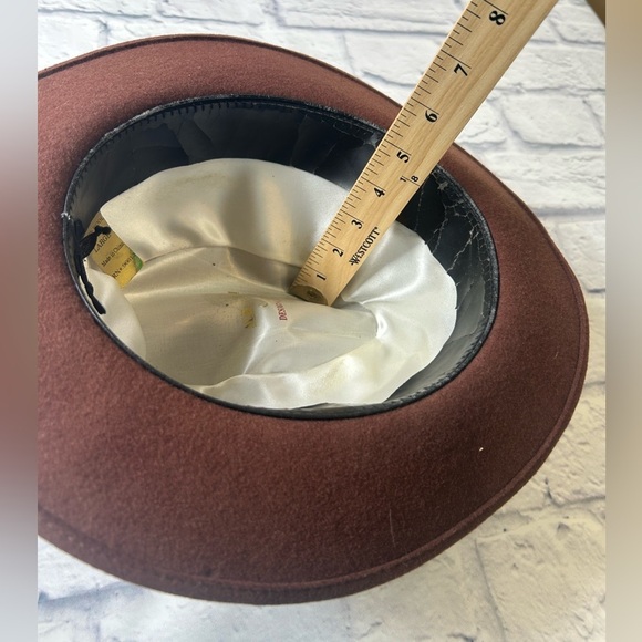 Vintage 1970’s “Godfather” Cream Wool Brown Fedora Hat by Alberto Celini. Wool! - Picture 10 of 10
